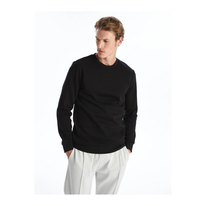 Bisiklet Yaka Uzun Kollu Erkek Kalın Sweatshirt (W4)