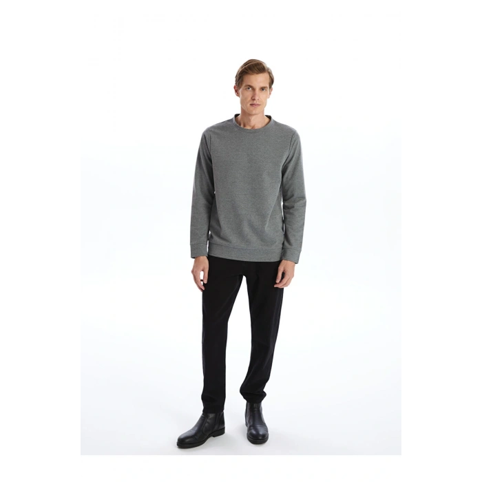 Bisiklet Yaka Uzun Kollu Erkek Sweatshirt