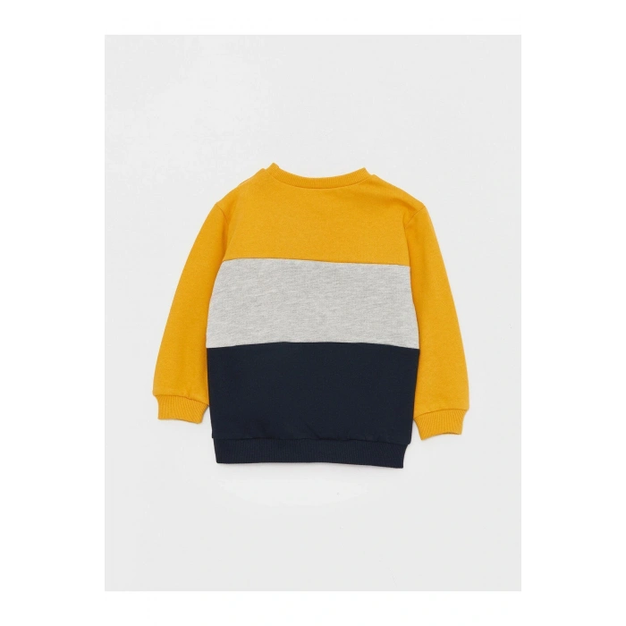 Bisiklet Yaka Uzun Kollu Nostaljik Maymun Baskılı Erkek Bebek Sweatshirt