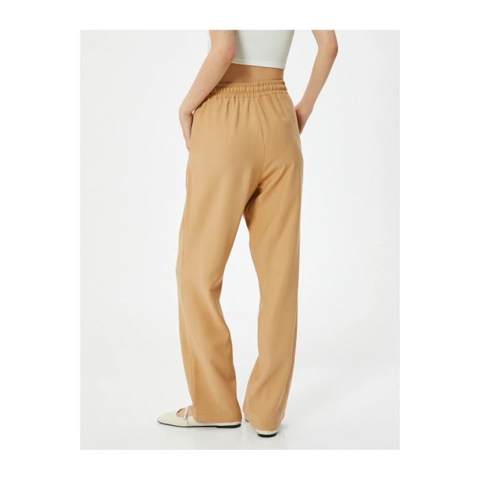 Bol Paça Pantolon Viskoz Kumaş Beli Bağlamalı Cepli