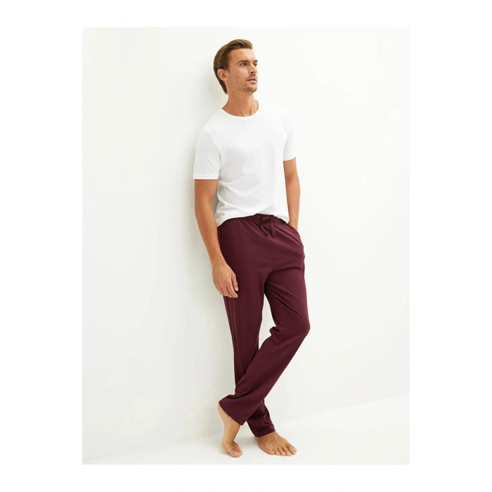 Bordo Standart Kalıp Erkek Pijama Alt