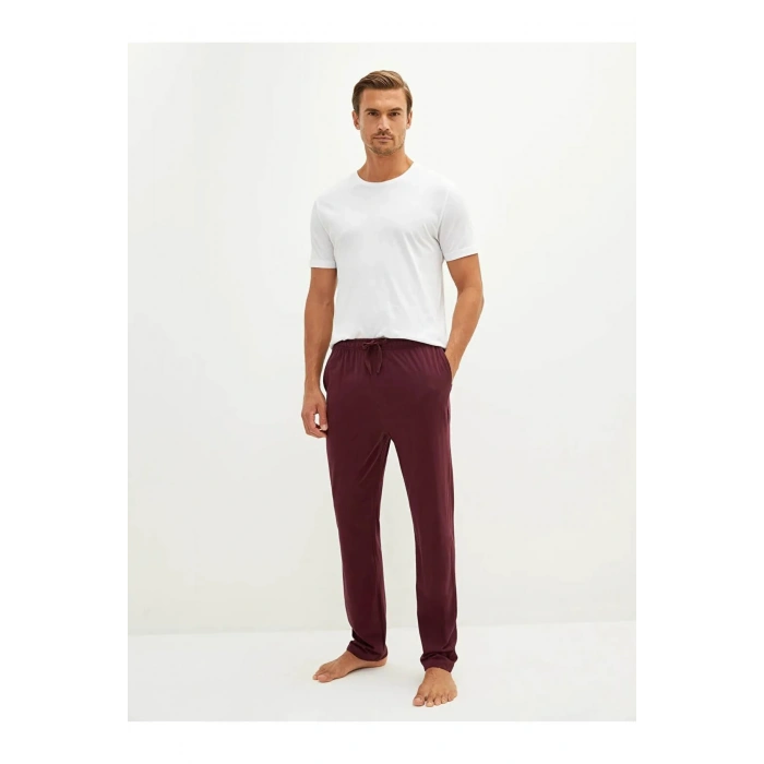 Bordo Standart Kalıp Erkek Pijama Alt