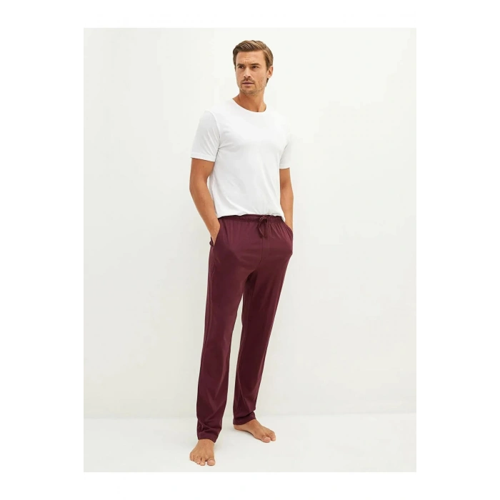 Bordo Standart Kalıp Erkek Pijama Alt