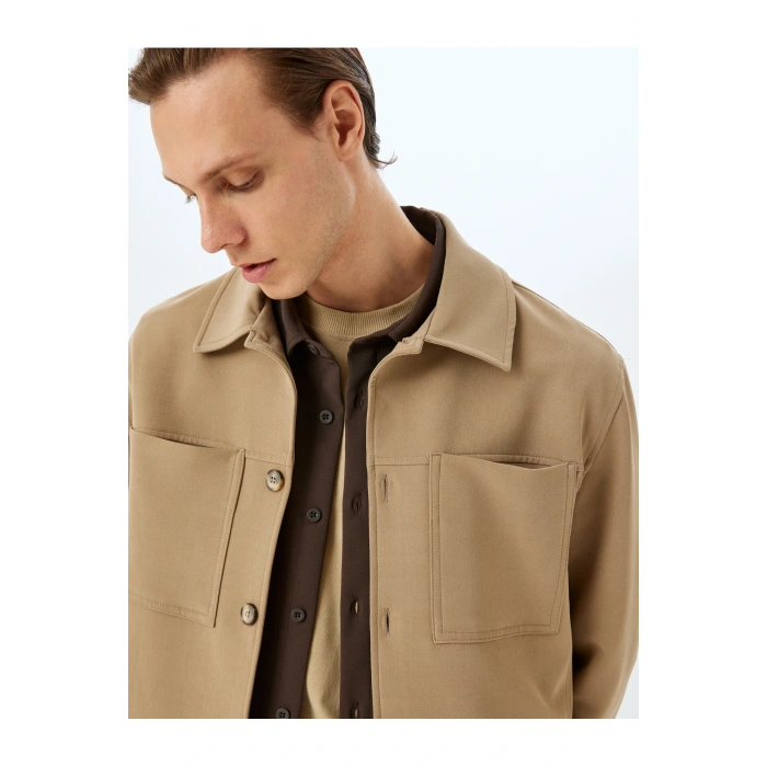 Cep Detaylı Bej Erkek Ceket 5skt30005hw