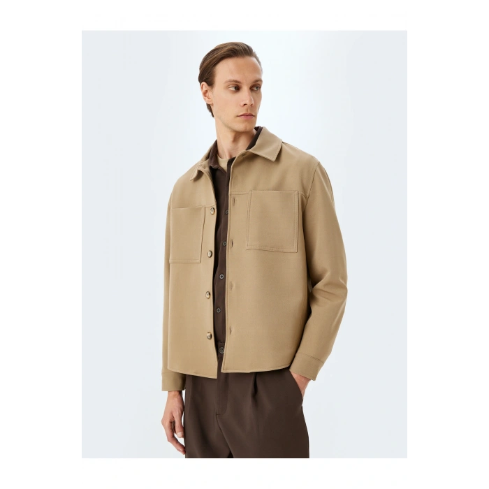 Cep Detaylı Bej Erkek Ceket 5skt30005hw