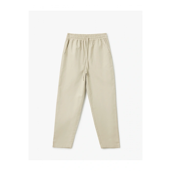 Cepli Beli Bağcıklı Bej Kadın Pantolon 5SAK40277PW