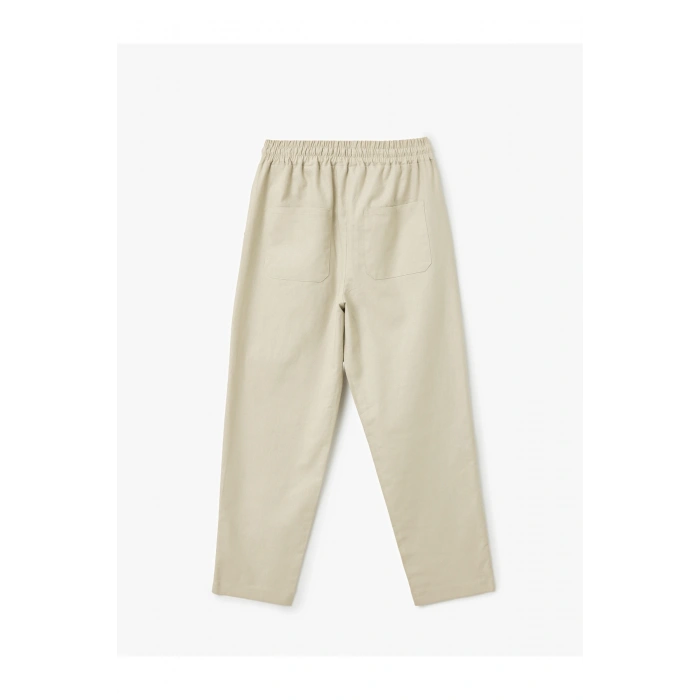 Cepli Beli Bağcıklı Bej Kadın Pantolon 5SAK40277PW