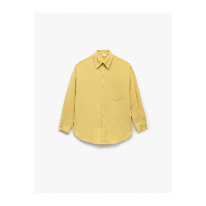 Cepli Viskon Keten Karışımlı Uzun Kollu Gömlek