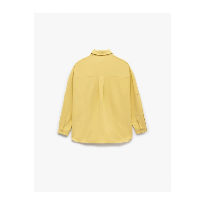 Cepli Viskon Keten Karışımlı Uzun Kollu Gömlek