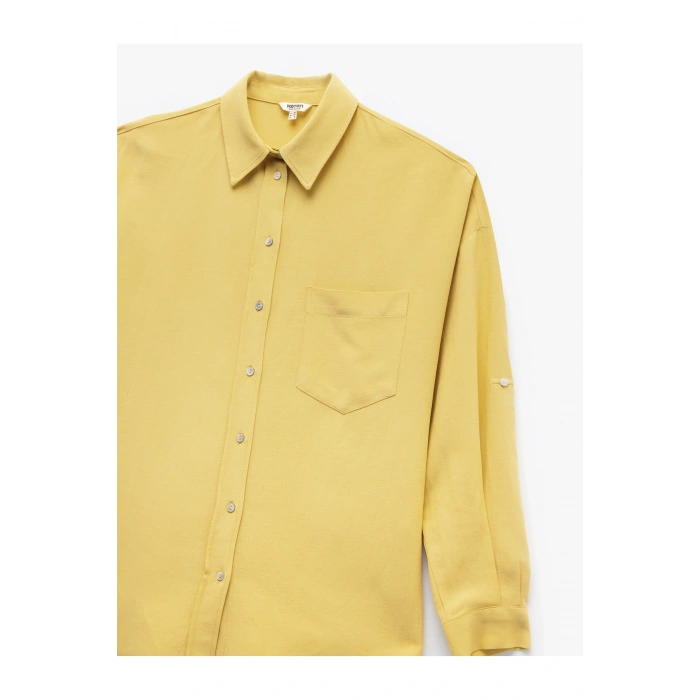 Cepli Viskon Keten Karışımlı Uzun Kollu Gömlek