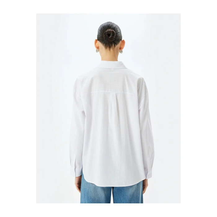 Çiçek Baskı Detaylı Taşlı Oversize Pembe Kadın Gömlek 5SAK60198UW