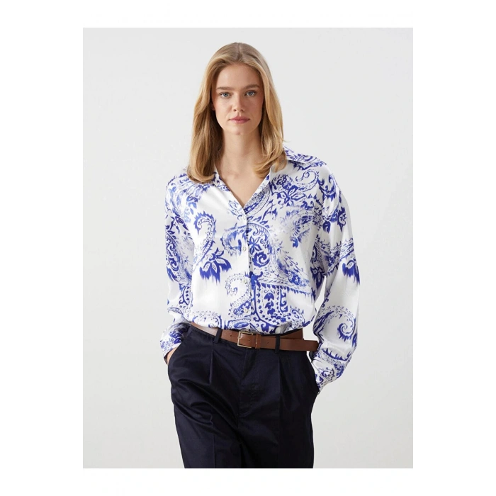 Cicekli Oversize Kadin Gomlek - S5HV99Z8