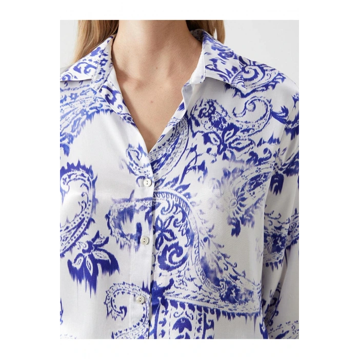 Cicekli Oversize Kadin Gomlek - S5HV99Z8