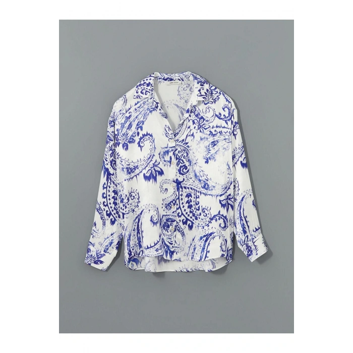 Cicekli Oversize Kadin Gomlek - S5HV99Z8