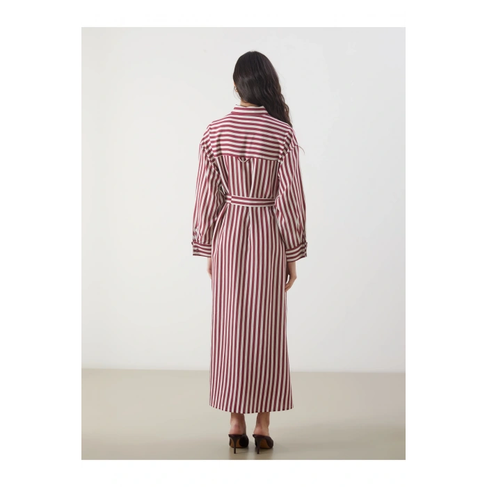 Çizgili Poplin Gömlek Elbise