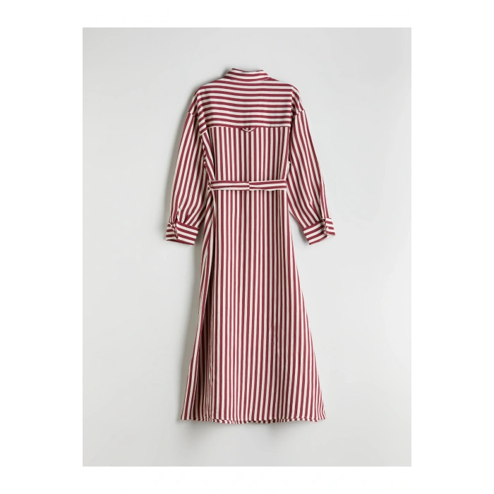Çizgili Poplin Gömlek Elbise