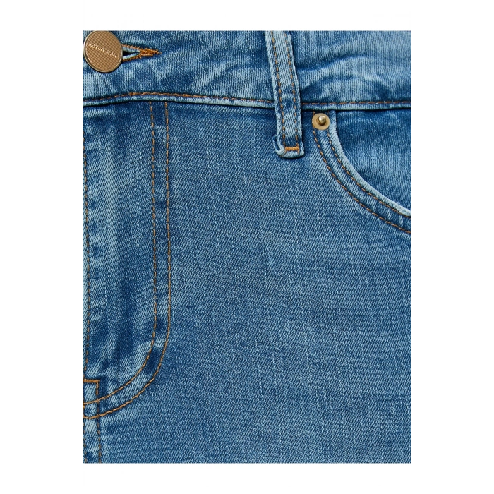 Dar Kesim Yüksek Bel Kot Pantolon Yıpratmalı Esnek Cepli Pamuklu - Carmen Skinny Jeans