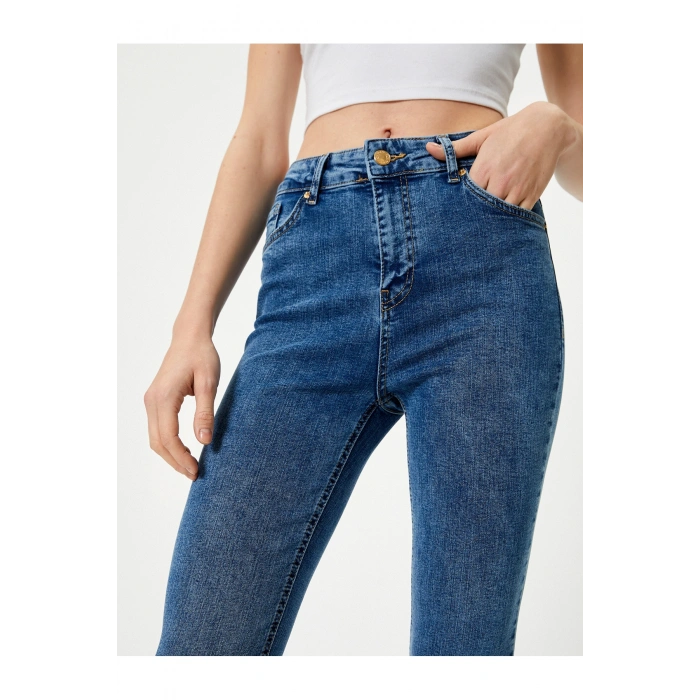 Dar Paça Skinny Kot Pantolon Cepli Yüksek Bel - Carmen Skinny Jeans