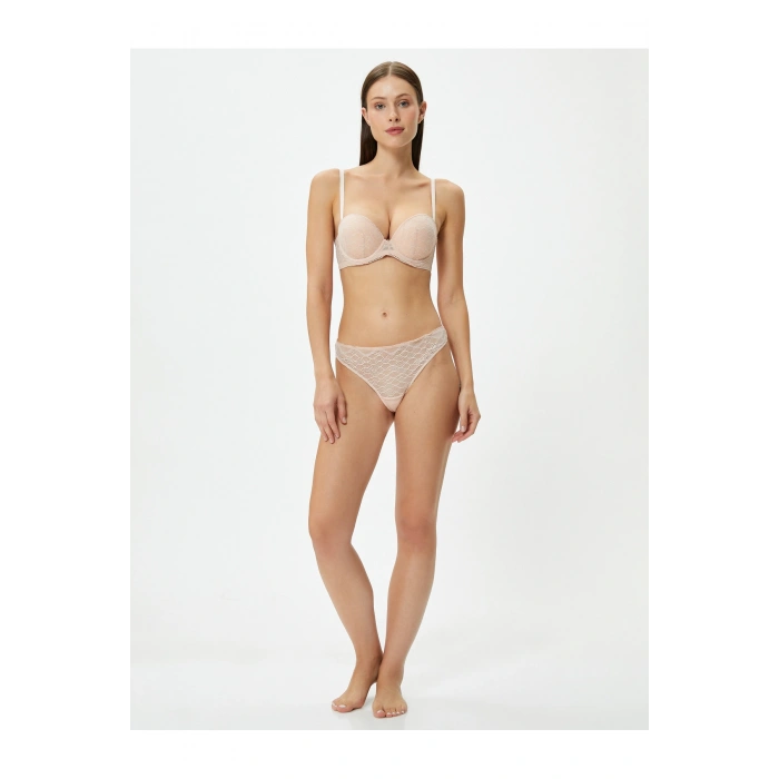 Destekli Sütyen Ekstra Dolgulu Balenli Dantelli Kaplı