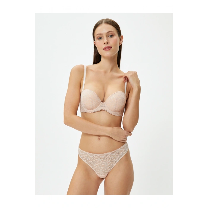 Destekli Sütyen Ekstra Dolgulu Balenli Dantelli Kaplı