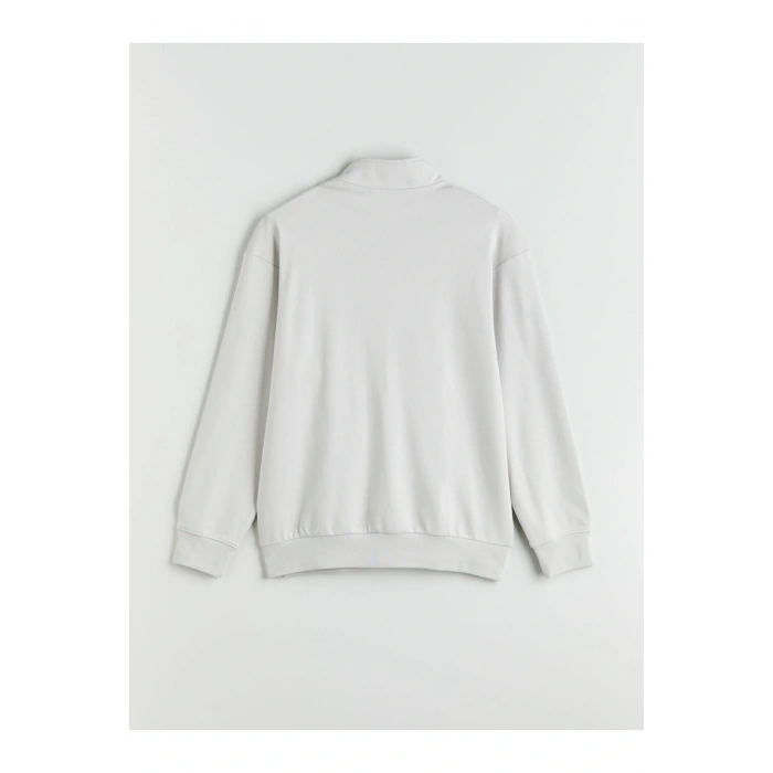 Dik Yaka Baskılı Erkek Sweatshirt