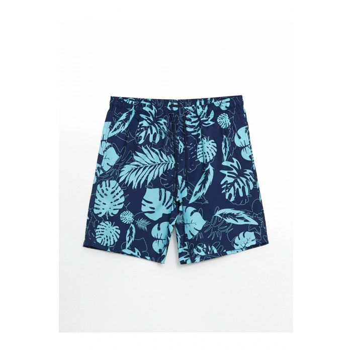 Diz Hizası Boy Desenli Erkek Deniz Şortu