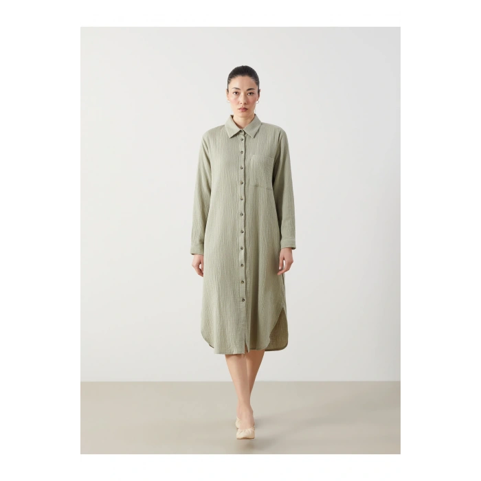 Dokulu Kadın Gömlek Elbise