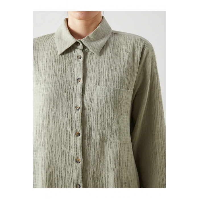 Dokulu Kadın Gömlek Elbise