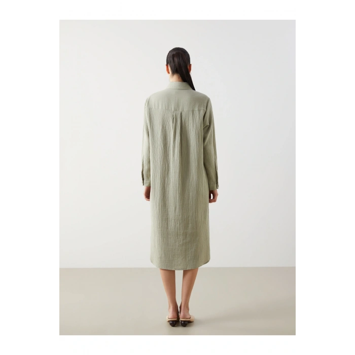 Dokulu Kadın Gömlek Elbise