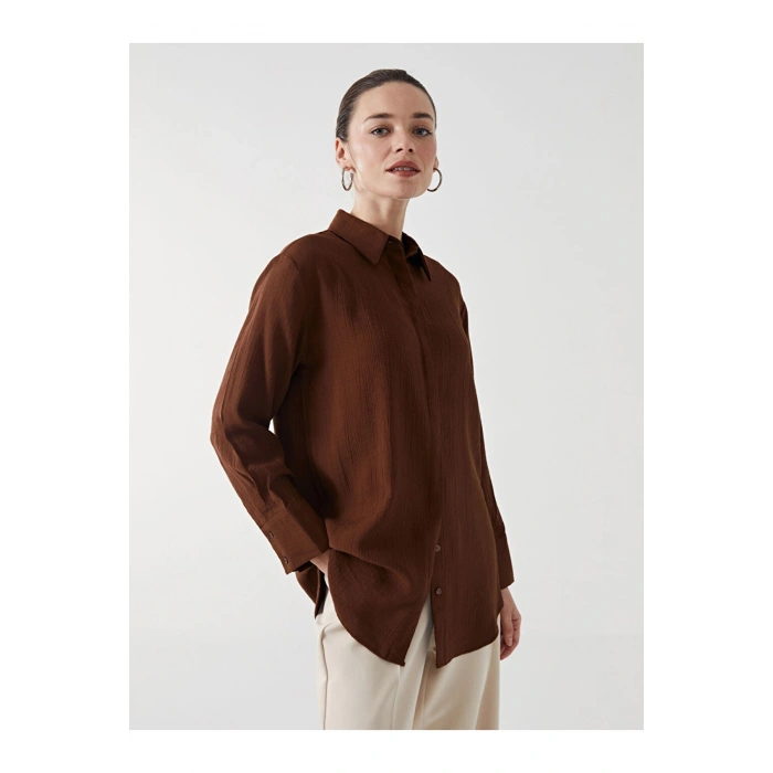 Dokulu Krinkle Kadın Gömlek Tunik