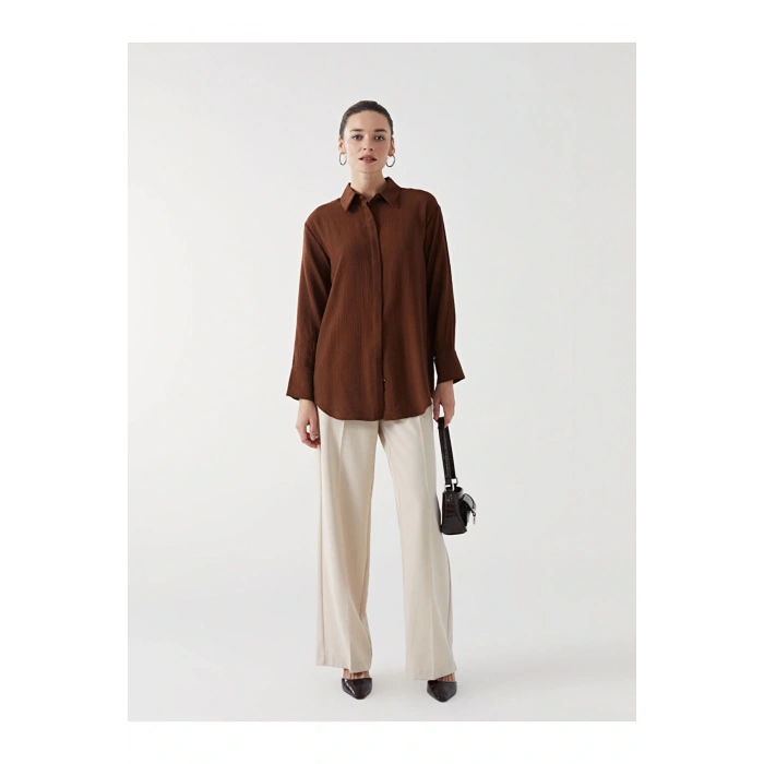 Dokulu Krinkle Kadın Gömlek Tunik