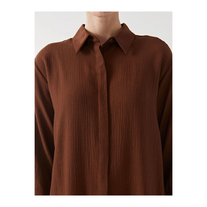 Dokulu Krinkle Kadın Gömlek Tunik