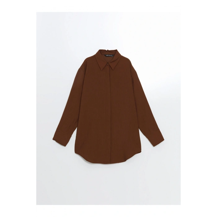 Dokulu Krinkle Kadın Gömlek Tunik