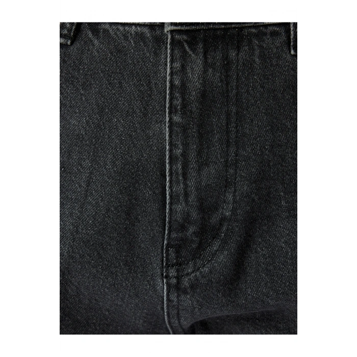 Düz Paça Kot Pantolon Normal Bel Düğmeli Cepli - Mom Jean