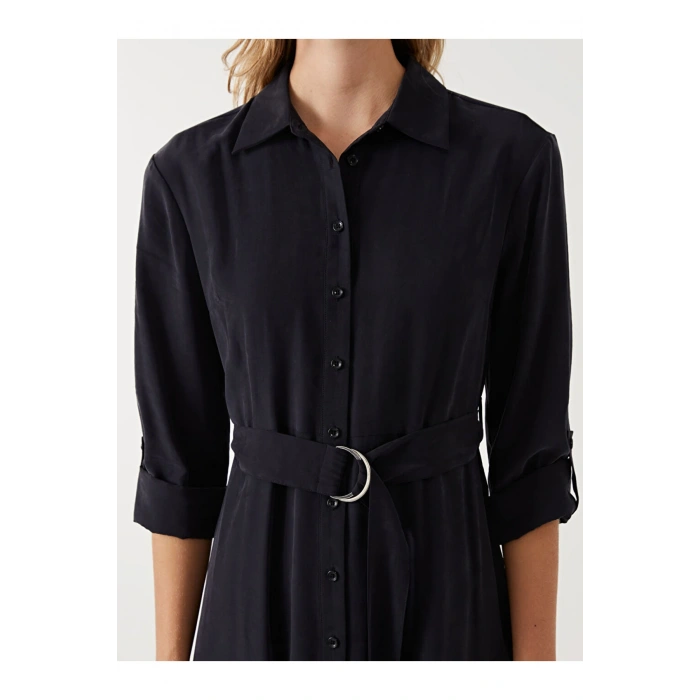 Duz Uzun Kollu Kadin Gomlek Elbise - W4L534Z8