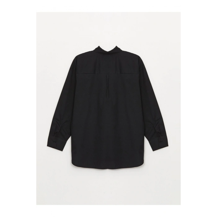 Düz Uzun Kollu Poplin Kadın Gömlek