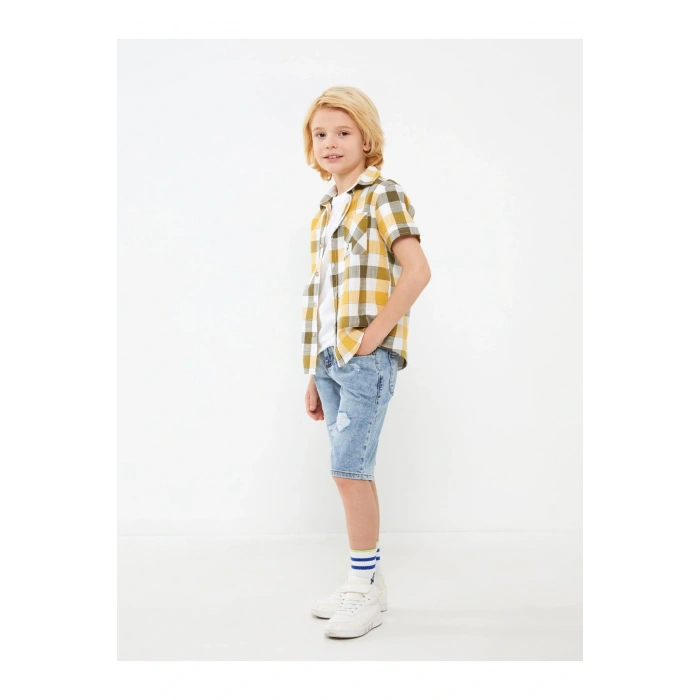 Ekose Kısa Kollu Erkek Çocuk Gömlek