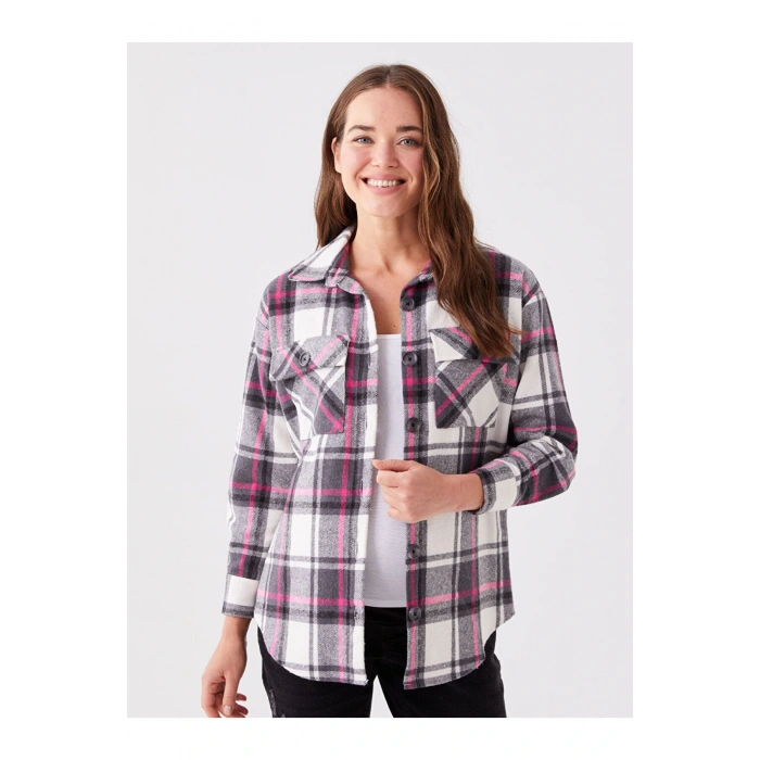 Ekose Uzun Kollu Hamile Oduncu Gömlek Ceket