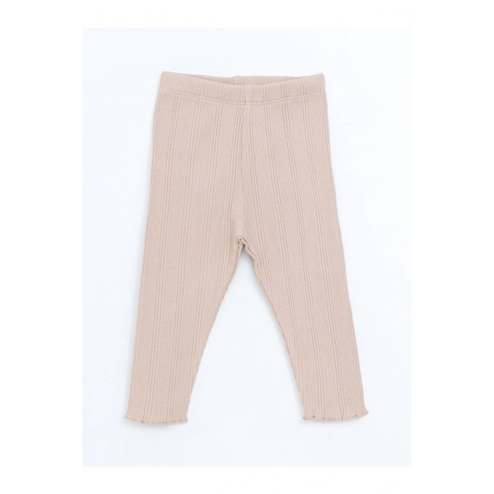 Ekru Bisiklet Yaka Nakışlı Kız Bebek Bluz Ve Tayt 2li