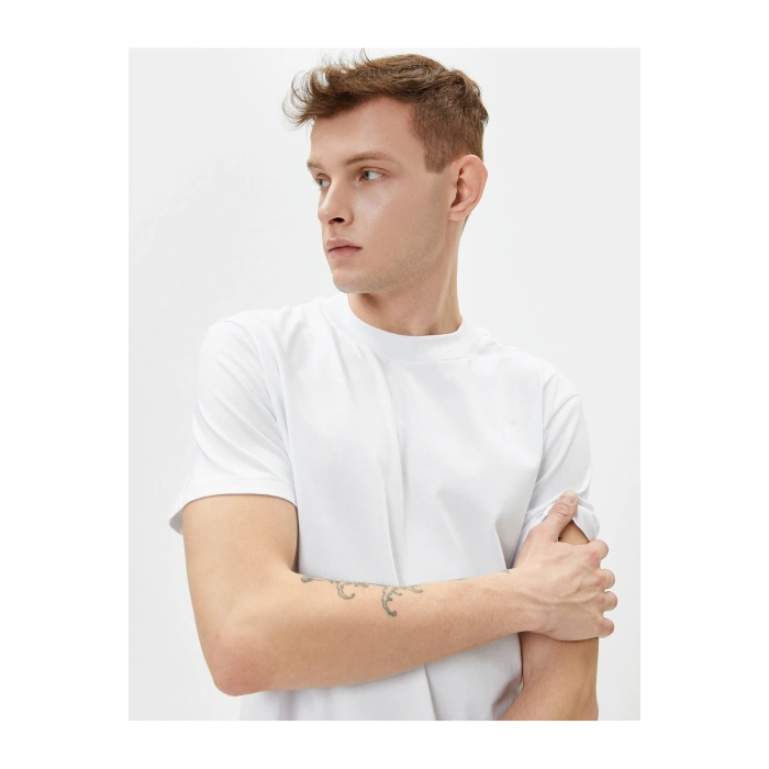 Erkek T-shirt 4sam10085hk Beyaz