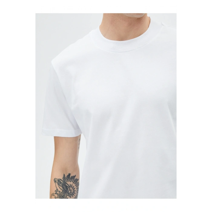 Erkek T-shirt 4sam10085hk Beyaz