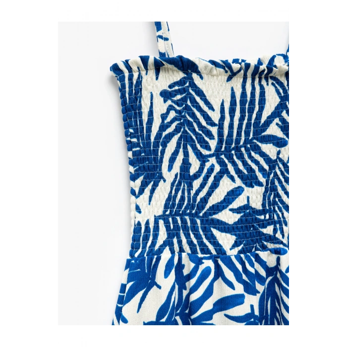 Gipeli Askılı A Kesim Çiçekli Midi Elbise Bürümcük