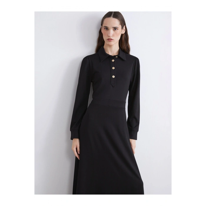 Gömlek Yaka Belden Oturtmalı Elbise