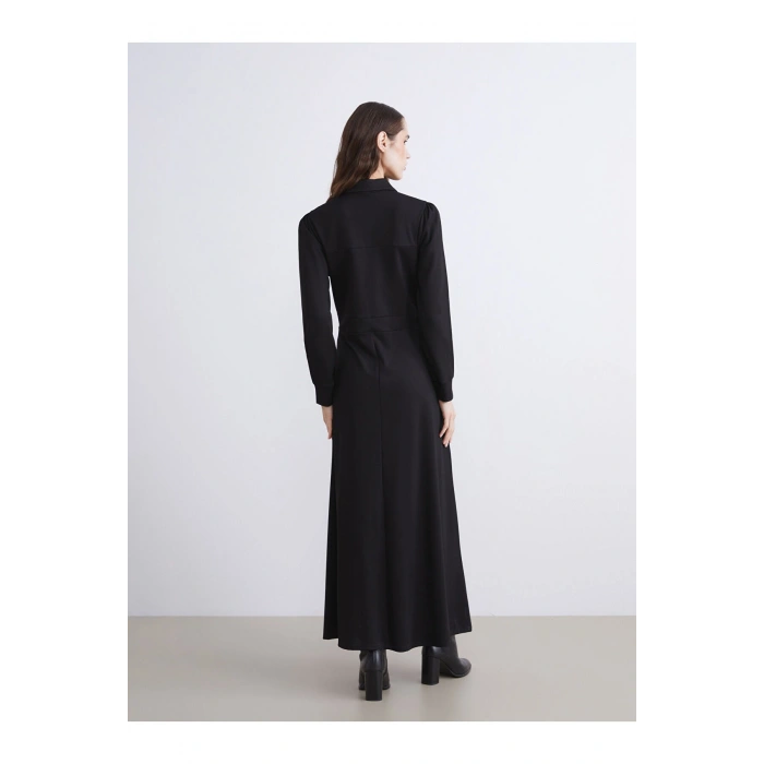 Gömlek Yaka Belden Oturtmalı Elbise