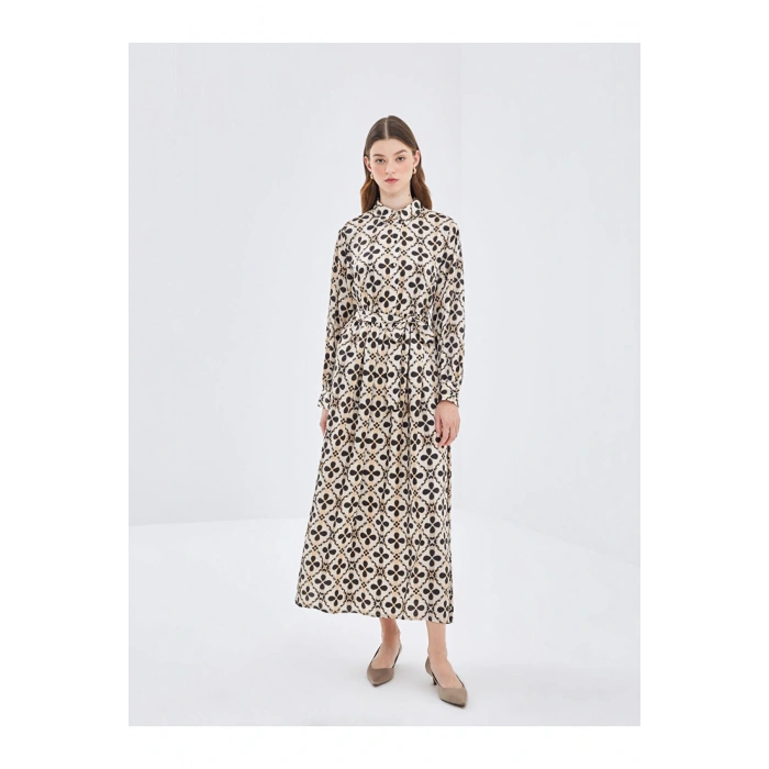 Gomlek Yaka Desenli Kadin Elbise - W4I555Z8
