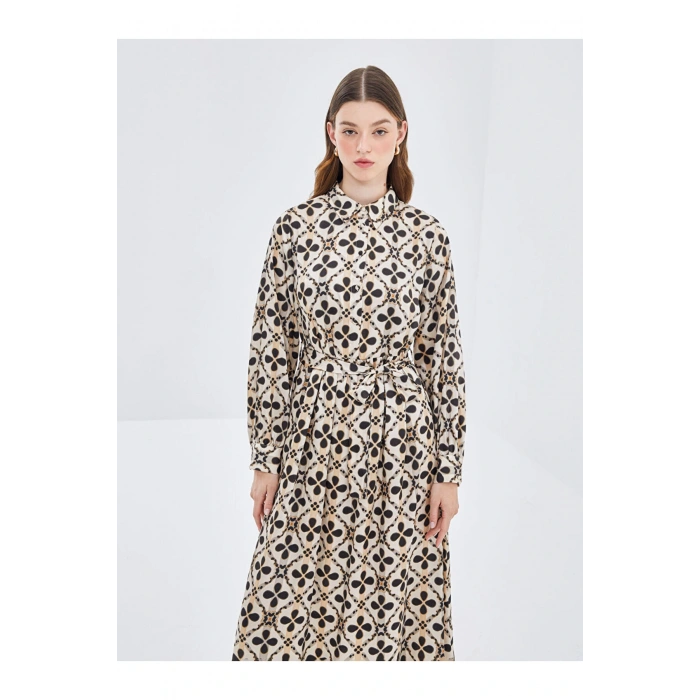 Gomlek Yaka Desenli Kadin Elbise - W4I555Z8