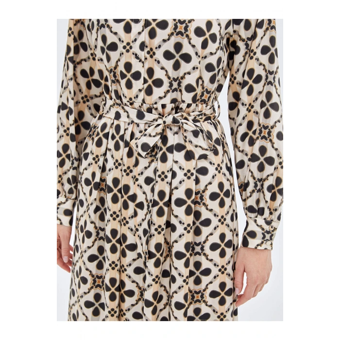 Gomlek Yaka Desenli Kadin Elbise - W4I555Z8