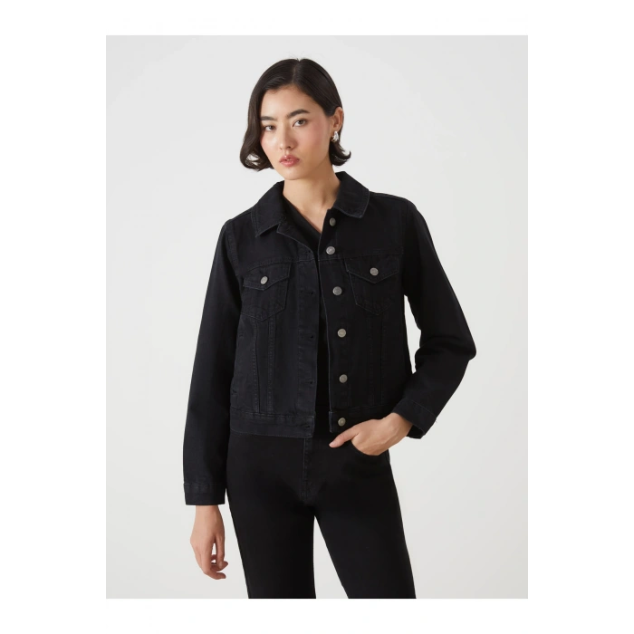 Gömlek Yaka Kadın Jean Ceket