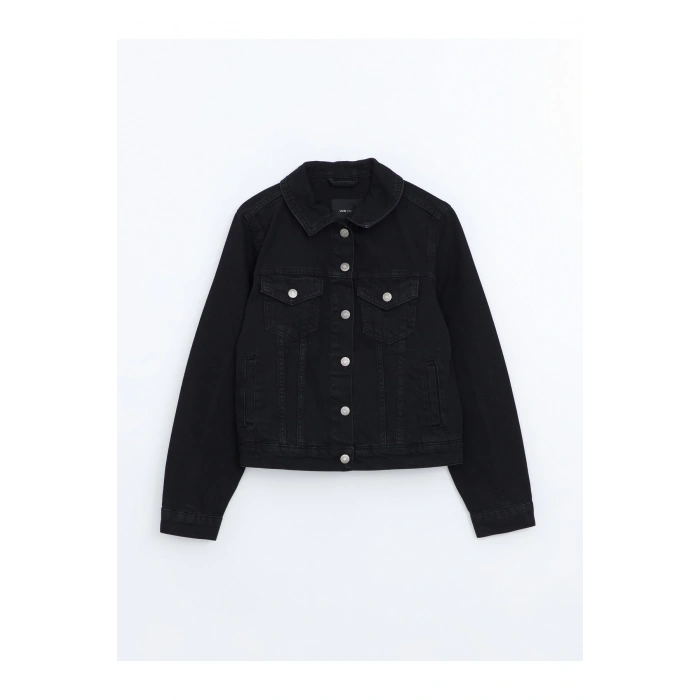 Gömlek Yaka Kadın Jean Ceket