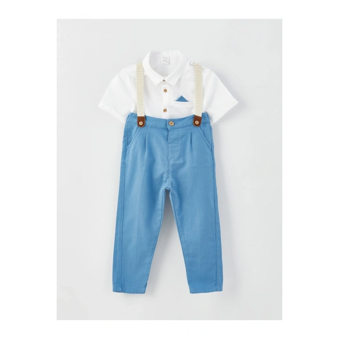 Gömlek Yaka Kısa Kollu Erkek Bebek 3lü Takım